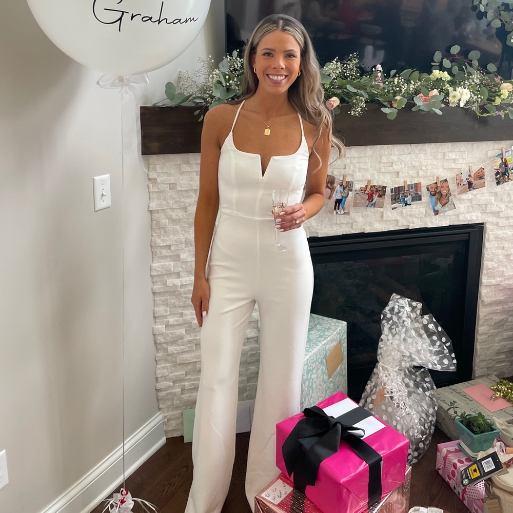 White jumpsuit 🤍 worn once for my bridal shower!